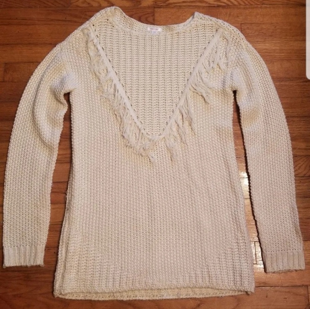 white sweater